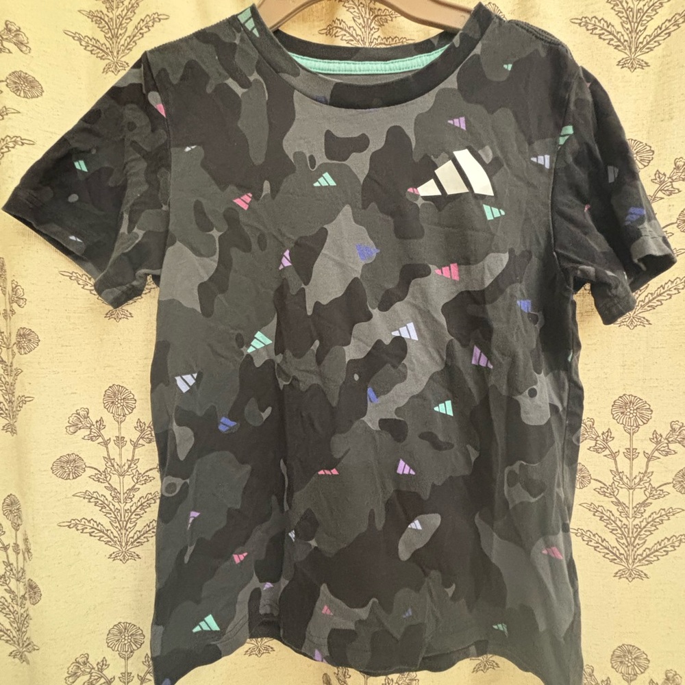 adidas Kids Camo T-Shirt - Black and Multicolor